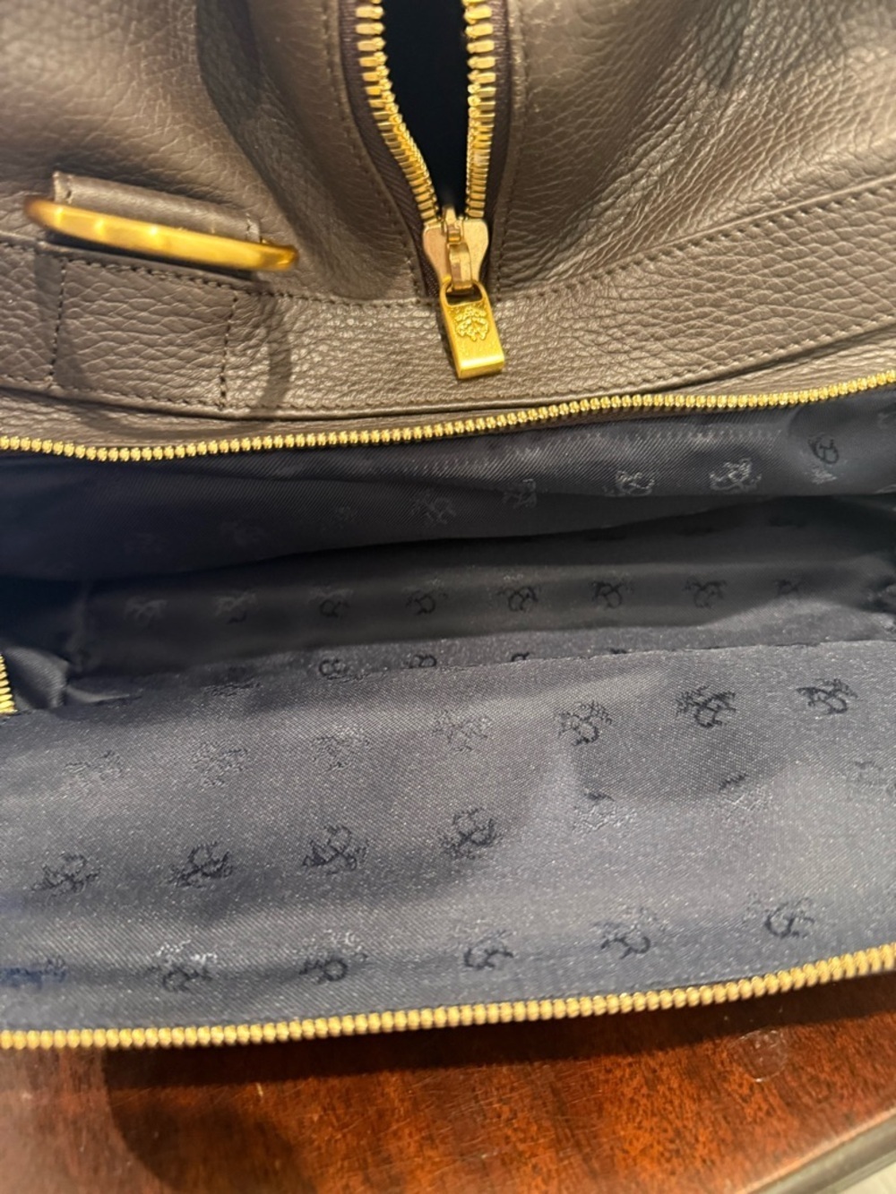 Brooks Brothers Brown Pebbled Leather Duffle Weekender Travel Bag - Picture 6 of 8